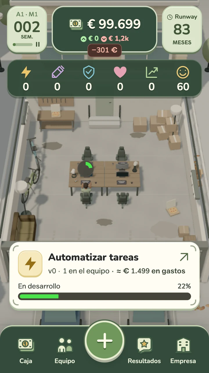 Producto en desarrollo en el garaje del juego