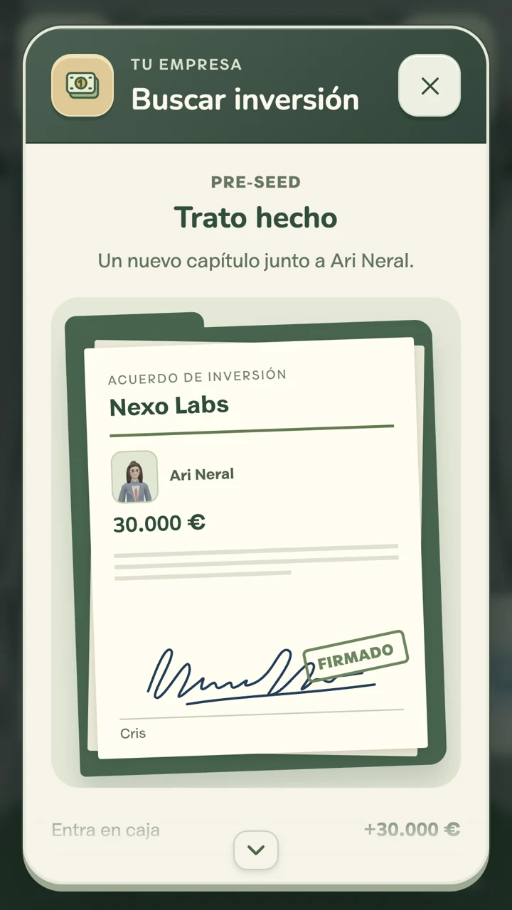Oferta de inversión y reparto de la empresa en el juego